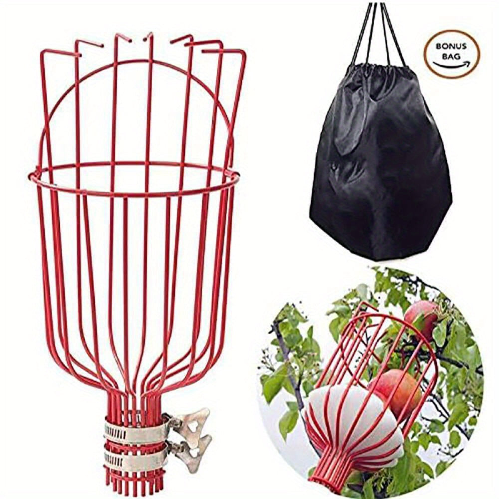 8FT Fruit Picking Pole with Basket, Height-Adjustable Tree Picker for Apples, Mangoes, Lemons, Oranges and Orchard Harvesting