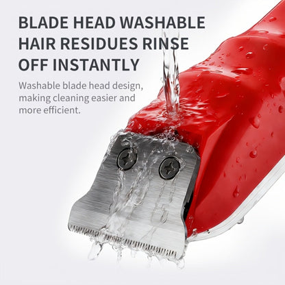 Transparent Electric Hair Clipper with Digital Display, Four Guide Combs, Grooming Tools and Red, Black or Blue Finish