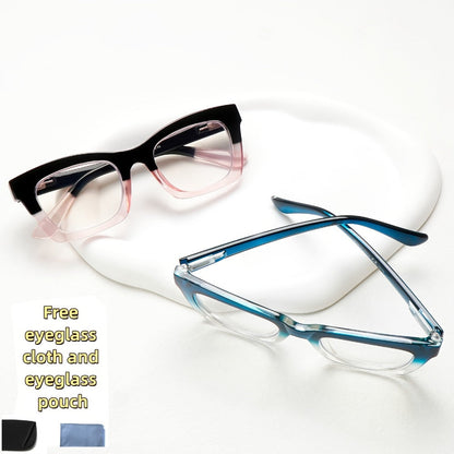 Reading Glasses – Three-Pair Square Reader Set with Spring Hinges, Cloths and Bags with Multiple Strength and Color Options