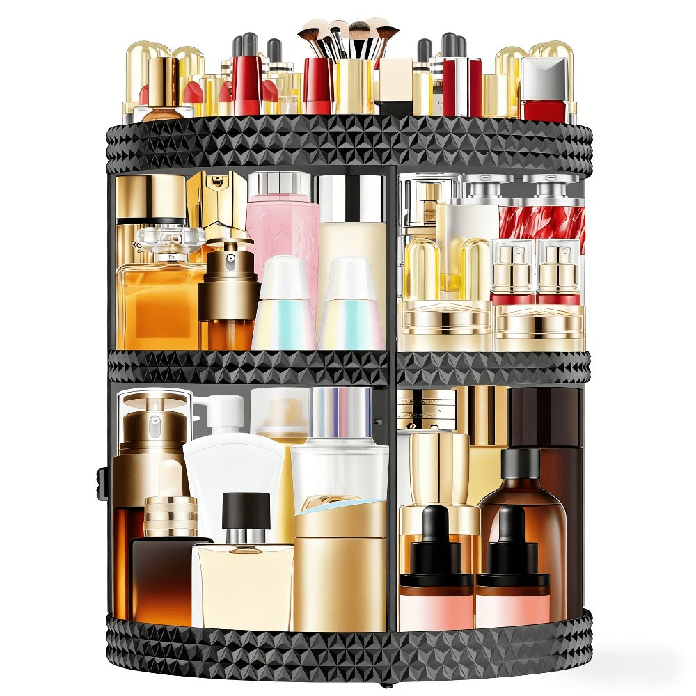 Rotating 360 Makeup Organizer Spinning Cosmetic Storage Display Rack 7 Adjustable Layers Large Capacity Skincare Holder for Vanity