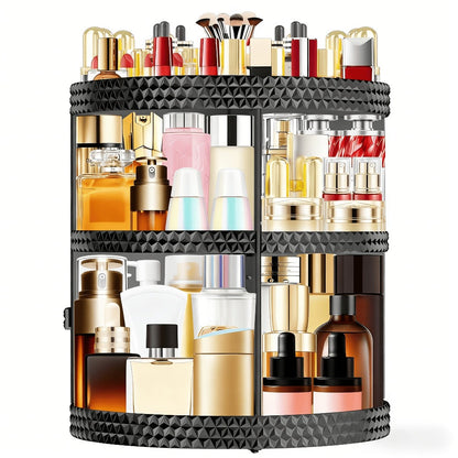 Rotating 360 Makeup Organizer Spinning Cosmetic Storage Display Rack 7 Adjustable Layers Large Capacity Skincare Holder for Vanity