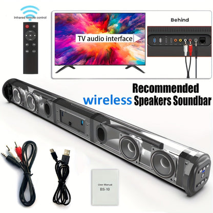 Home Theater Surround Sound System 5.2 Channel, Wireless Subwoofer Dual Air Ducts Bass Boost, TV Soundbar Stick with Remote Control