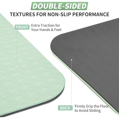 TPE Yoga Mat Non-Slip 72 x 24 Inch – Eco-Friendly Exercise Mat with Carrying Strap for Women & Men, Extra Thick Cushioning for Yoga
