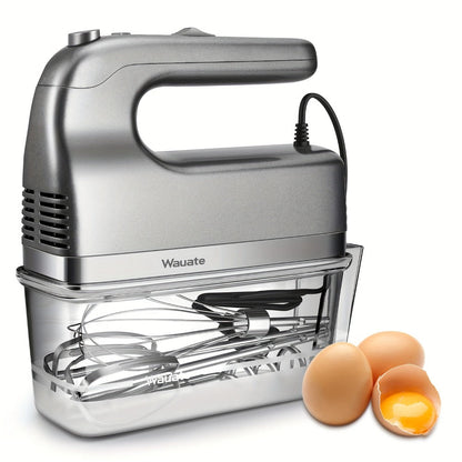 Electric Hand Mixer 6-Speed with Turbo, 5 Stainless Steel Attachments, Snap-On Storage Case, Handheld Mixer for Whipping