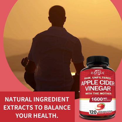 Apple Cider Vinegar Capsules 1600mg with Vitamin & Mineral Blend, Digestion for Bath Time, Home Spa and Personal Care