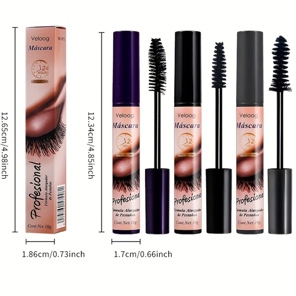 Waterproof Mascara Set 3 Piece, Lengthening Volumizing Curling Lash Mascara with Sea Urchin Spiral Conical Brush Heads