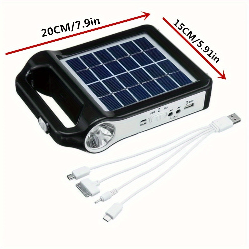 Solar Energy System Kit Portable Rechargeable USB Charger with LED Lamp Lighting Lithium Battery Home for Garden, Patio and Yard Use