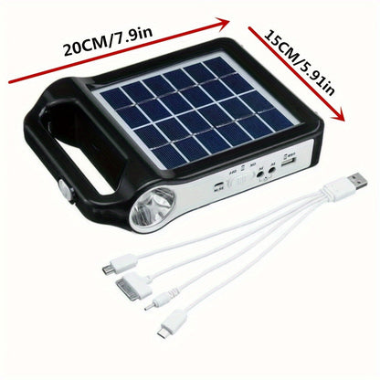 Solar Energy System Kit Portable Rechargeable USB Charger with LED Lamp Lighting Lithium Battery Home for Garden, Patio and Yard Use