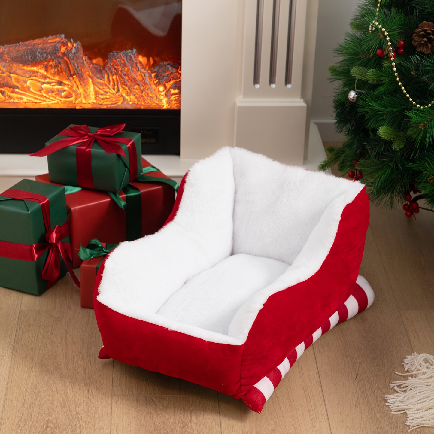 Velvet Dog Bed & Cat Bed with Faux Fur – Cozy Breathable Soft Pet Bed for Puppies & Kittens, Washable Durable Indoor Outdoor Round Bed