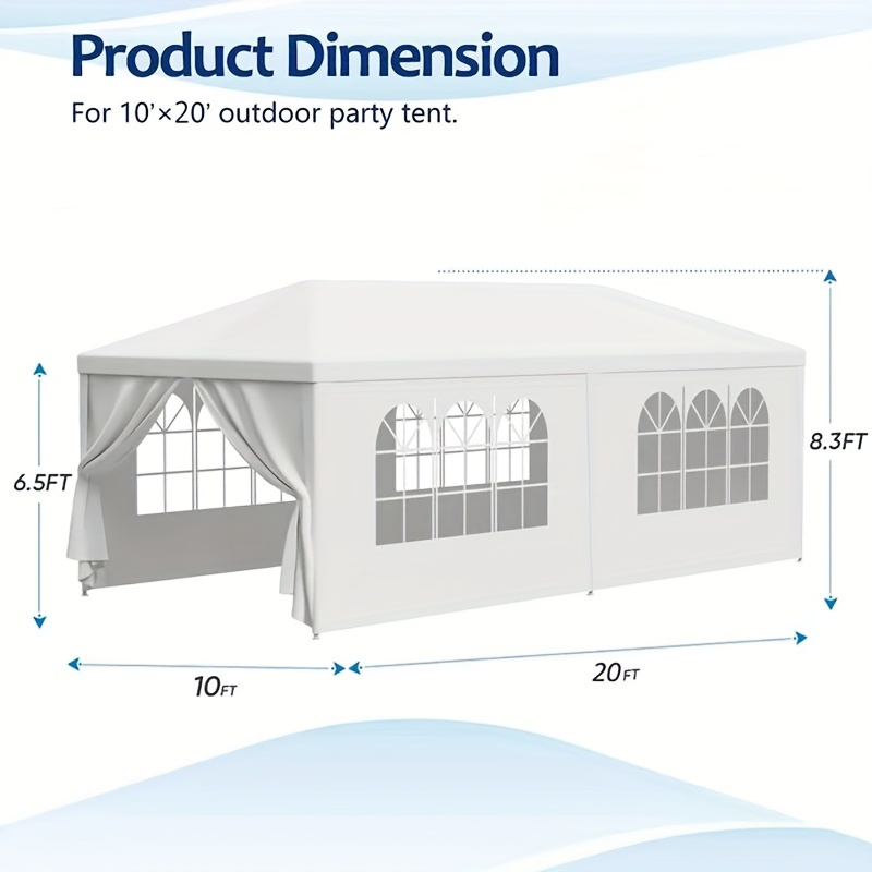 Party Tent 10x20 Outdoor Canopy Gazebo 6 Removable Sidewalls Wedding for Garden, Patio and Yard Use