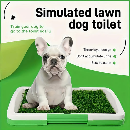 Artificial Grass Dog Potty Training Mat with Tray – Non-Slip Splash-Proof Indoor Puppy Toilet, Odor-Free 3-Layer Design