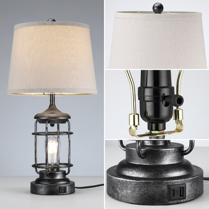 Farmhouse Table Lamps Set of 2 with 4 LED Bulbs for Entryways, Bedrooms and Living Spaces, with Listed Configuration