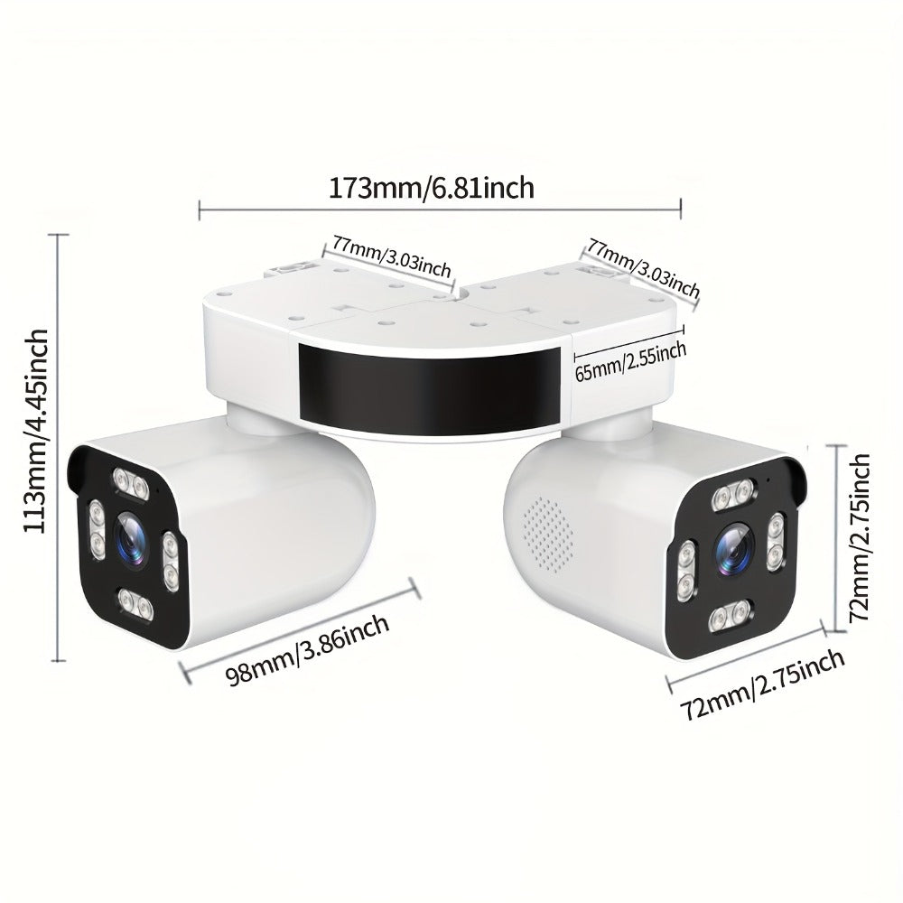 Security Camera 8MP Dual-Lens PTZ Model with 360 Panoramic View, Full-Color Night Vision and IP66