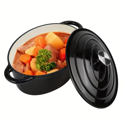 Dutch Oven Enameled Cast Iron 4.5QT with Lid & Dual Handles – Oval Non-Stick Enamel Coating for Bread Baking Soups Stews Braising | Stovetop