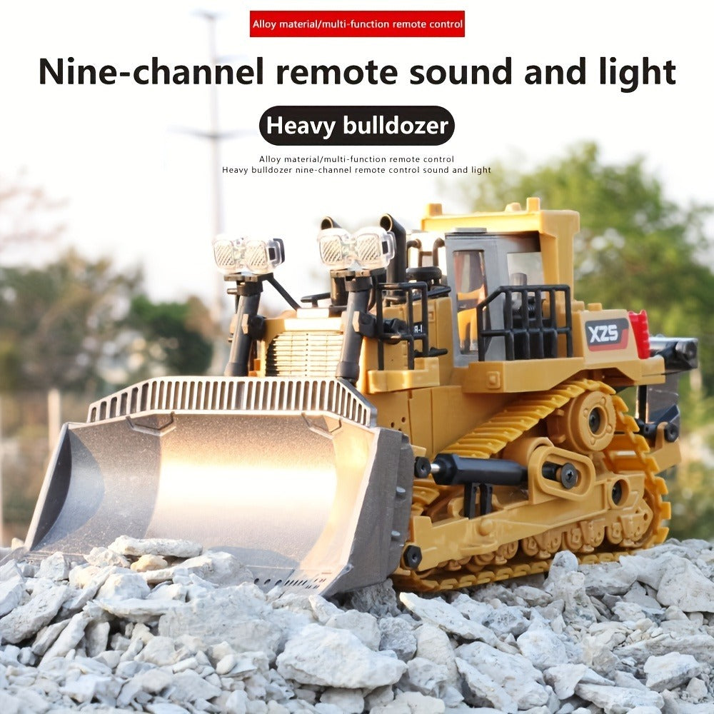 RC Excavator Toy 1:18 Scale 2.4GHz Remote Control with Metal Scoop 680-Degree Rotation Lights & Sound