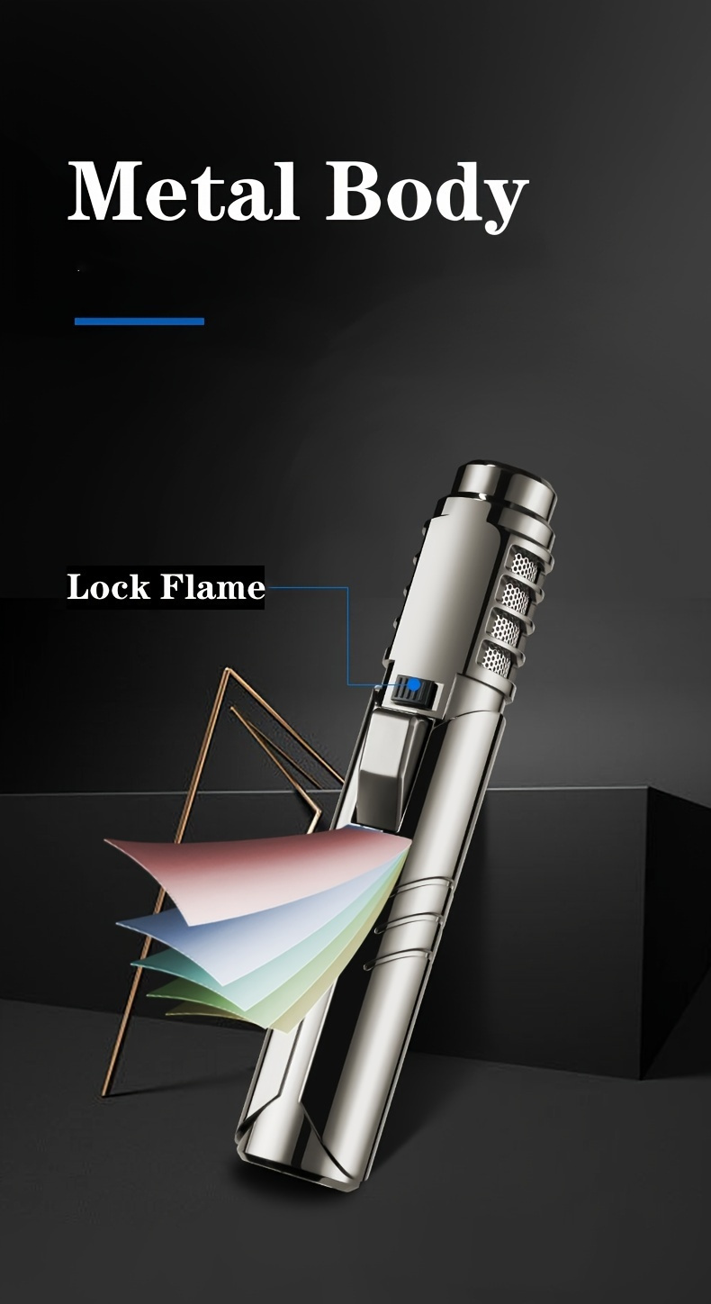 Blowtorch Jet Lighter 1800° Windproof, Zinc Alloy Butane Torch with Blue Flame for Welding, Outdoor Cooking