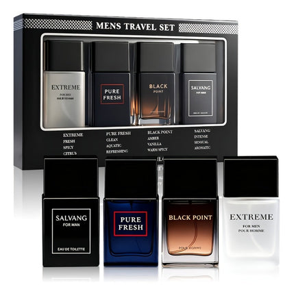 EDT Cologne Gift Set for Men 4 Piece Variety 4 Different Scents Long Lasting Fragrance Mini Bottles 0.85oz Each Travel Friendly Holiday