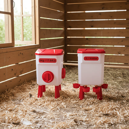 Chicken Waterer Float Ball 2 3 Gallon Feeder Combo Set for Garden, Patio and Yard Use, with the Listed Configuration