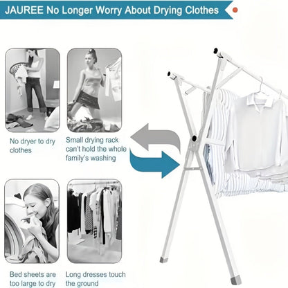 Foldable Clothes Drying Rack 3-Bar, Stainless Steel Collapsible Laundry Rack, Retractable 63" or 79" for Indoor & Outdoor Use