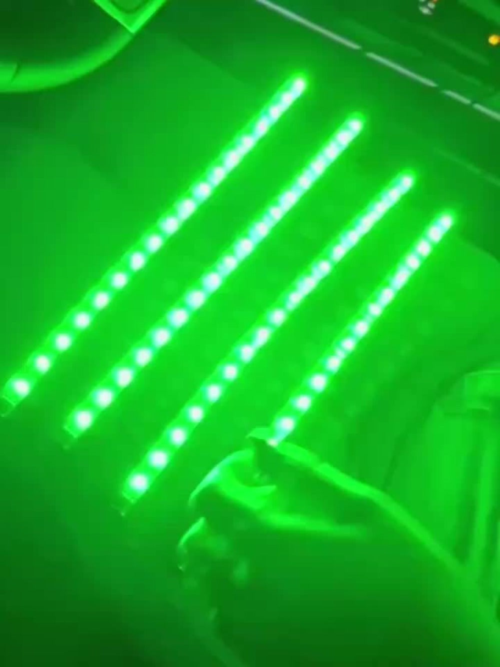 Car Interior Footwell Light Kit with Four Pictured Bars, App and Remote Control, Music-Responsive Color Modes