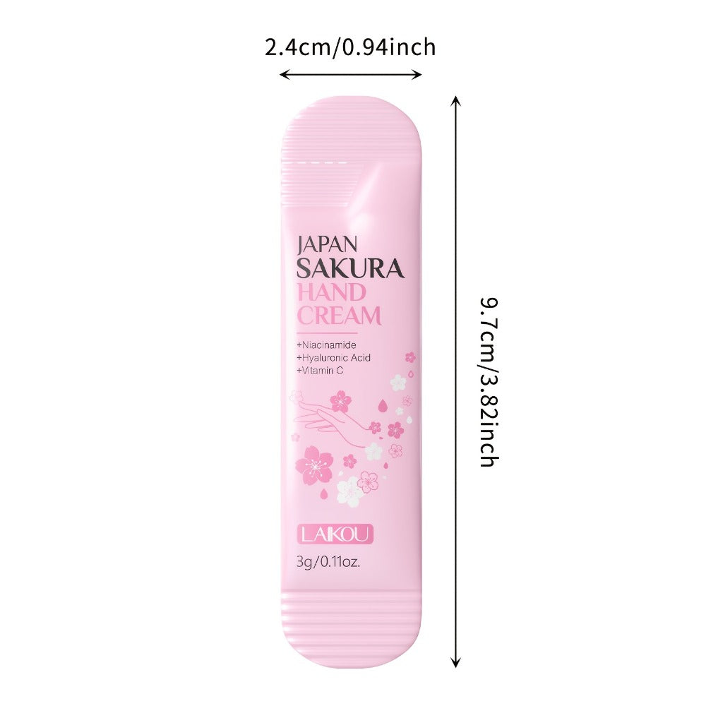 Japanese Sakura Hand Cream Set 20 Pcs LAIKOU Cherry Blossom Moisturizing Lotion with Glycerin & Vitamin C Lightweight Non-Greasy Portable