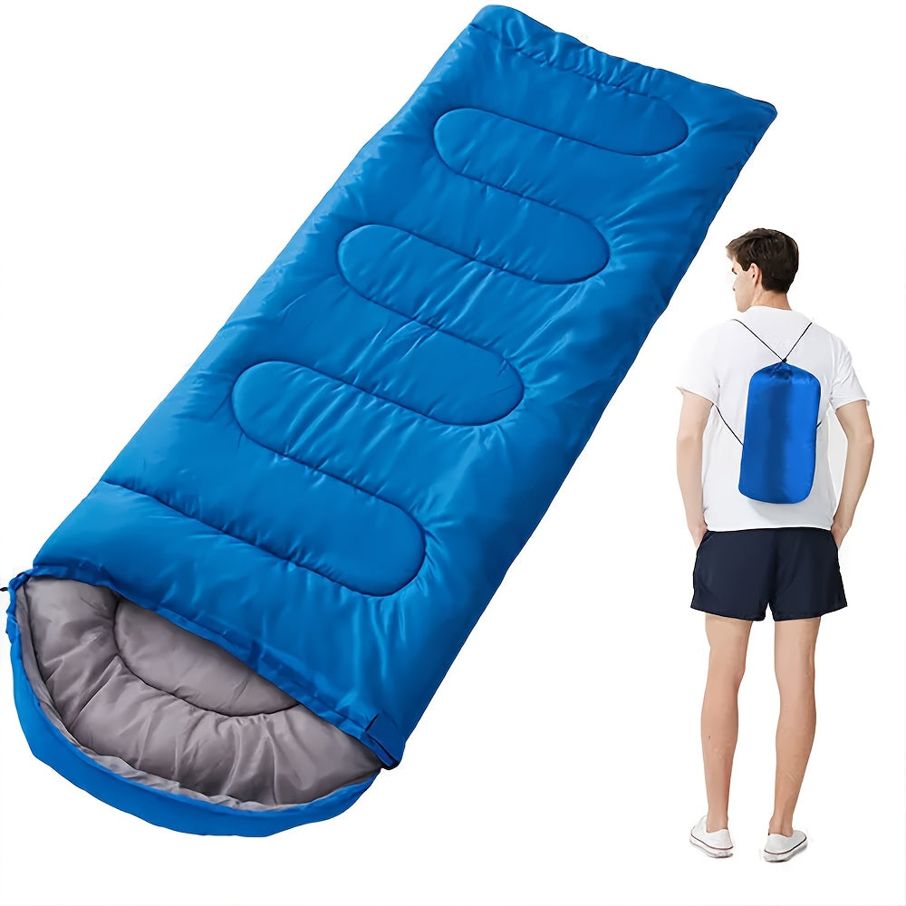 Lightweight 4 Season Sleeping Bag Envelope Design with Drawstring Closure Adjustable Hood Strap Portable Camping Sleep Bag for Backpacking