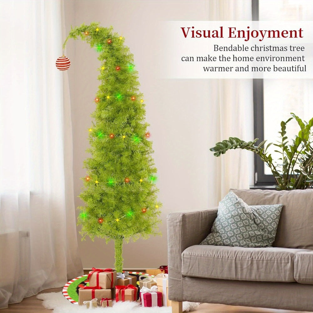 6FT Artificial Christmas Tree with Skirt, Balls & Stand, Flexible Full Christmas Tree Set with Unique Decorations for Home