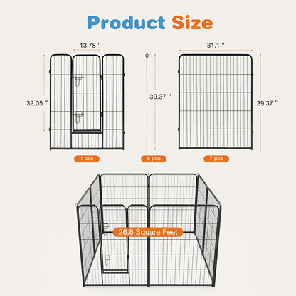 Dog Playpen Heavy Duty Foldable – 8 & 16 Panel Pet Exercise Pen for Large Medium Small Dogs, Portable Indoor Outdoor Puppy Pen for Yard