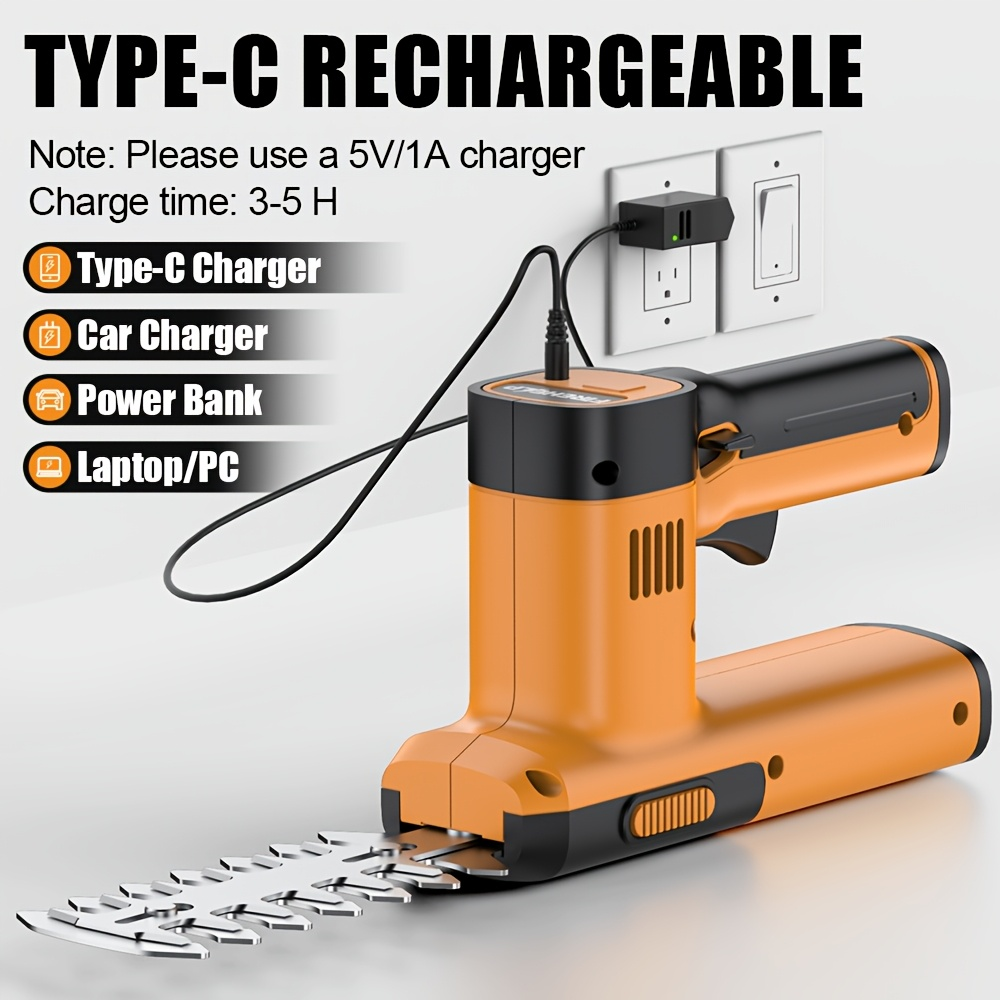 Electric Hedge Trimmer 2-in-1 Cordless with Rechargeable Lithium Battery, Brushless Motor Pruning Shears & Grass Shrub Cutter for Garden