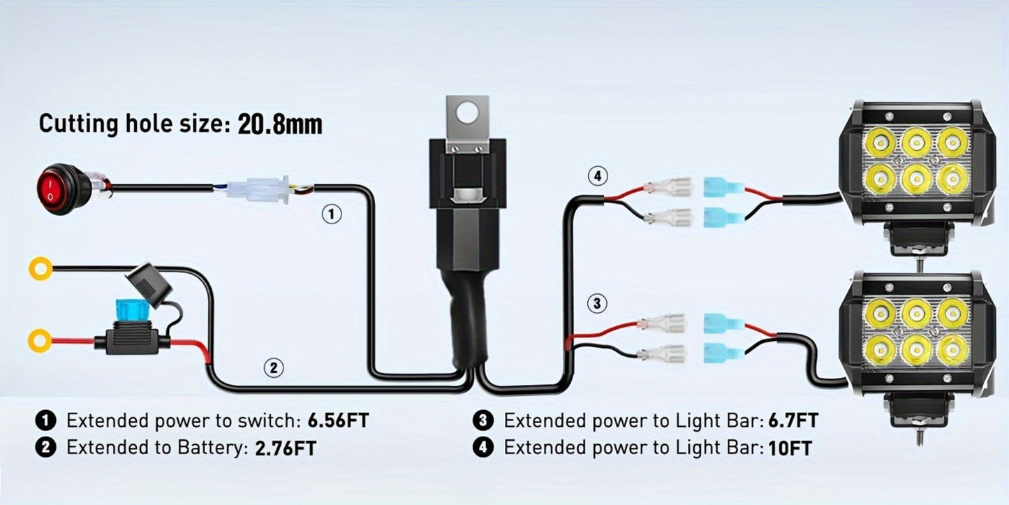 4-Inch LED Off-Road Spot Driving Lights 60W 1260LM Die-Cast Aluminum with Tow Hitch Bracket & 12ft Wiring Harness Kit for Trucks SUVs ATVs