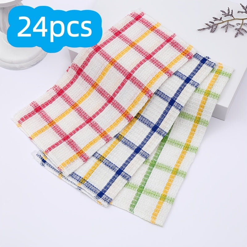 Kitchen Cleaning Cloths 24 Pack Soft Absorbent Reusable Dish Towels Square Dishcloths Durable Multi-Purpose Cleaning Rags for Home Kitchen