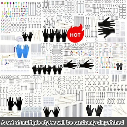 Piercing Kit Stainless Steel Random Set for Makeup, Travel and Everyday Vanity Use, with the Listed Configuration