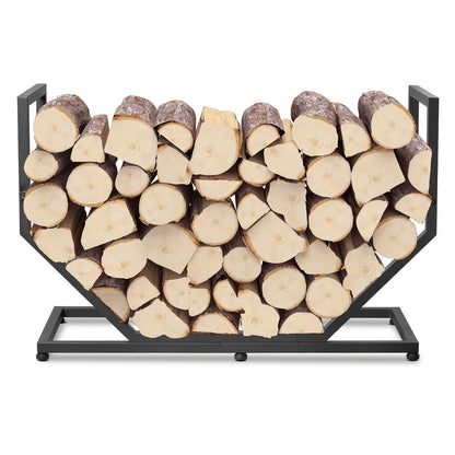 Firewood Rack Outdoor Indoor Heavy Duty Metal Log Holder with Adjustable Feet