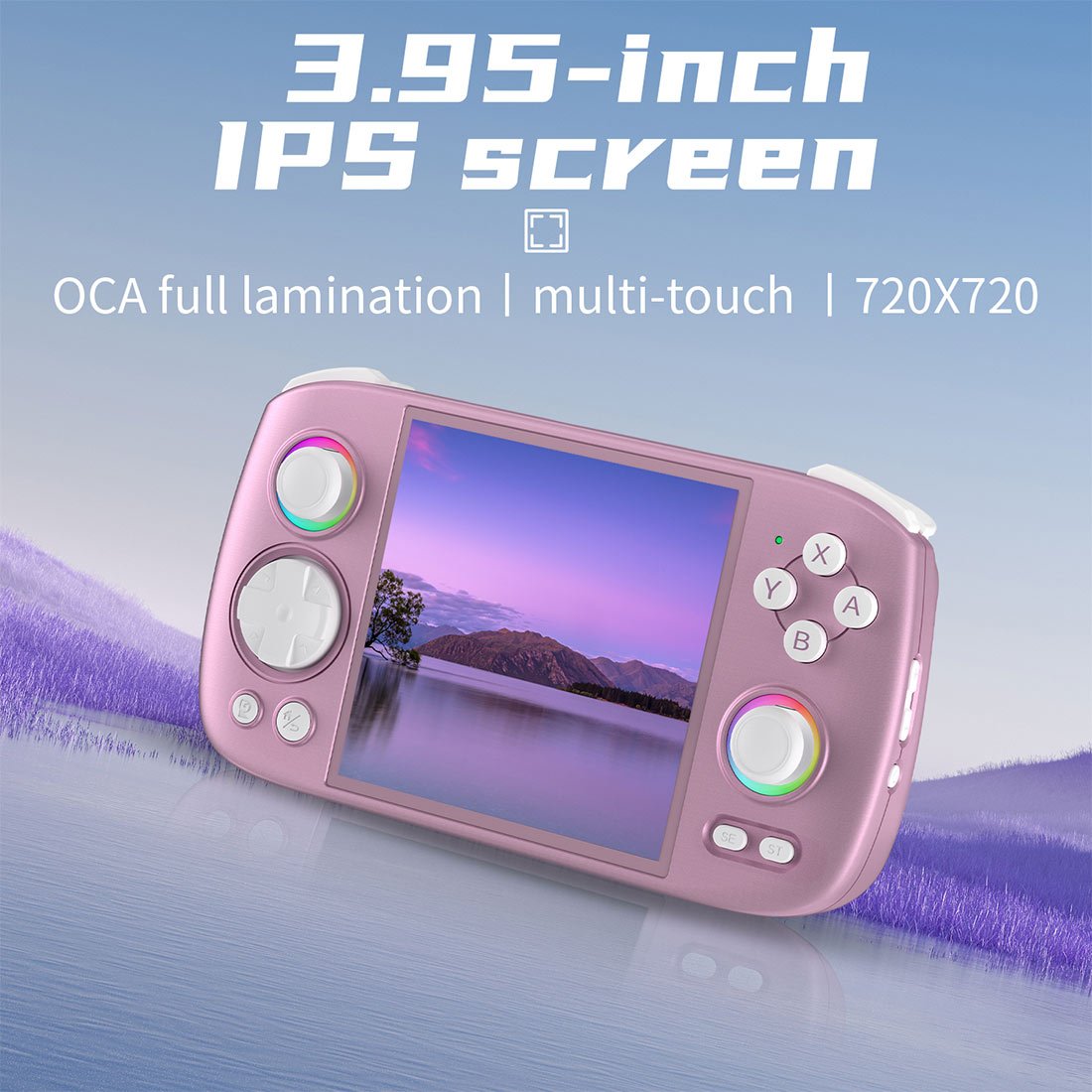 Handheld Game Console Anbernic RG Cube with 3.95-Inch IPS OCA Full-Lamination, 720x720 (Square), Multi-Touch, 128GB game-card bundle