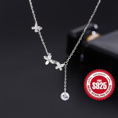 Anklet for Women - 925 Sterling Silver Butterfly with Sparkling Zirconia Hypoallergenic - product detail view 8