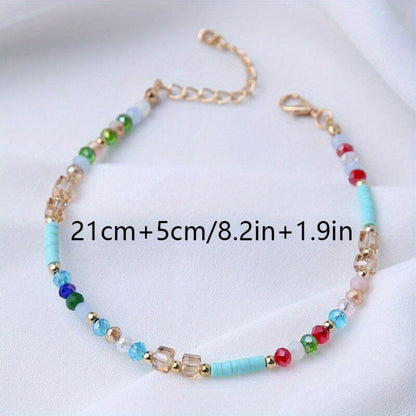 Anklet for Women - for Boho Crystal Bead Handmade Beach Foot Chain Bohemian Ankle Bracelet - product detail view 5