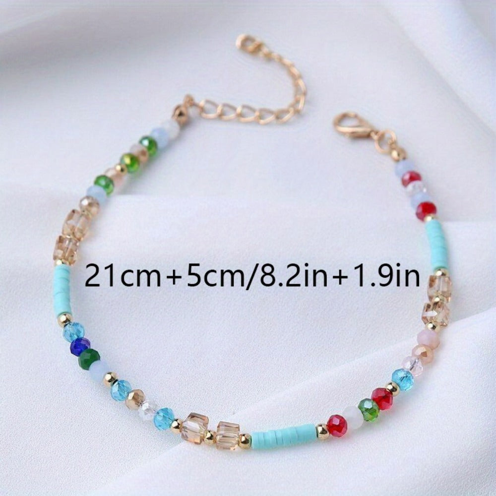 Anklet for Women - for Boho Crystal Bead Handmade Beach Foot Chain Bohemian Ankle Bracelet - product detail view 7
