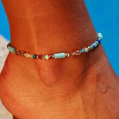 Anklet for Women - for Boho Crystal Bead Handmade Beach Foot Chain Bohemian Ankle Bracelet - product detail view 10