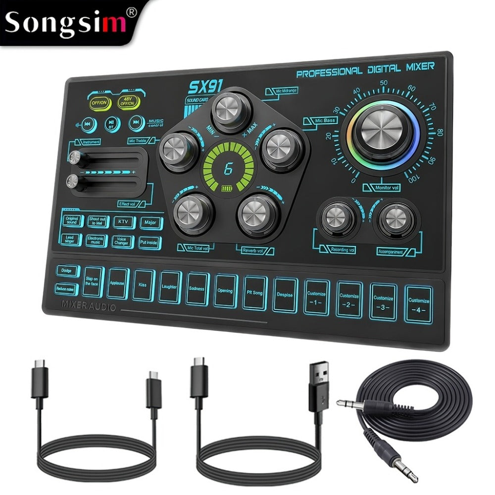 Audio Mixer, RGB, USB, Professional, Console for Live Sound for Home Practice, Rehearsal detail image - detail view 3