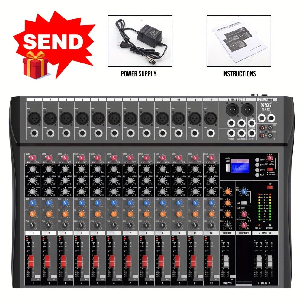 Audio Mixer, USB, Professional, 12-Channel, Controller for Live Sound detail image - detail view 3
