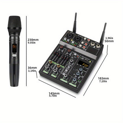 Audio Mixer, Wireless, USB, High-Quality, 4-Channel, UHF for Live Sound detail image - detail view 13