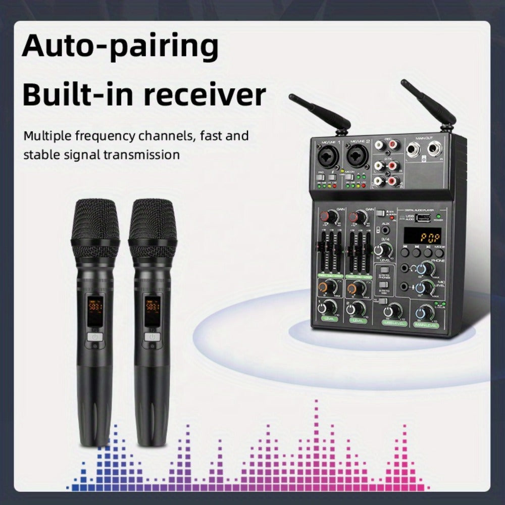 Audio Mixer, Wireless, USB, High-Quality, 4-Channel, UHF for Live Sound detail image - detail view 14