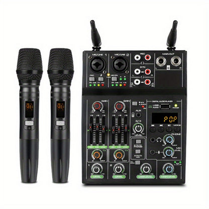 Audio Mixer, Wireless, USB, High-Quality, 4-Channel, UHF for Live Sound detail image - detail view 3