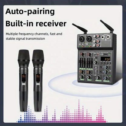 Audio Mixer, Wireless, USB, High-Quality, 4-Channel, UHF for Live Sound detail image - detail view 9
