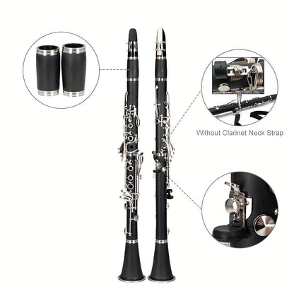 B-Flat Clarinet, 17 Keys, 10pcs, Glarry, Keys, Set for Lessons and Practice detail image - detail view 4