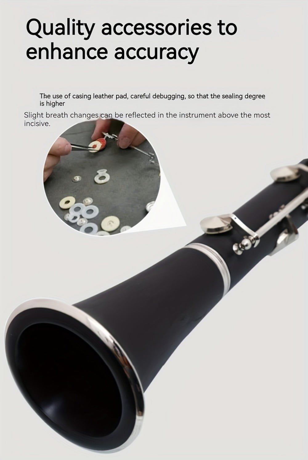 B-Flat Clarinet, HOGSN, 17-Key, Black for Lessons and Practice detail image - detail view 12