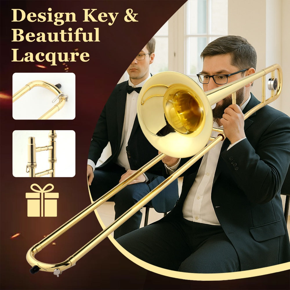 B-Flat Trombone, 7.6 inches, 19.2 cm, Professional, B-flat, Thickened for School Band detail image - detail view 4