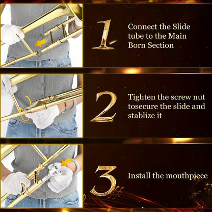 B-Flat Trombone, 7.6 inches, 19.2 cm, Professional, B-flat, Thickened for School Band detail image - detail view 5