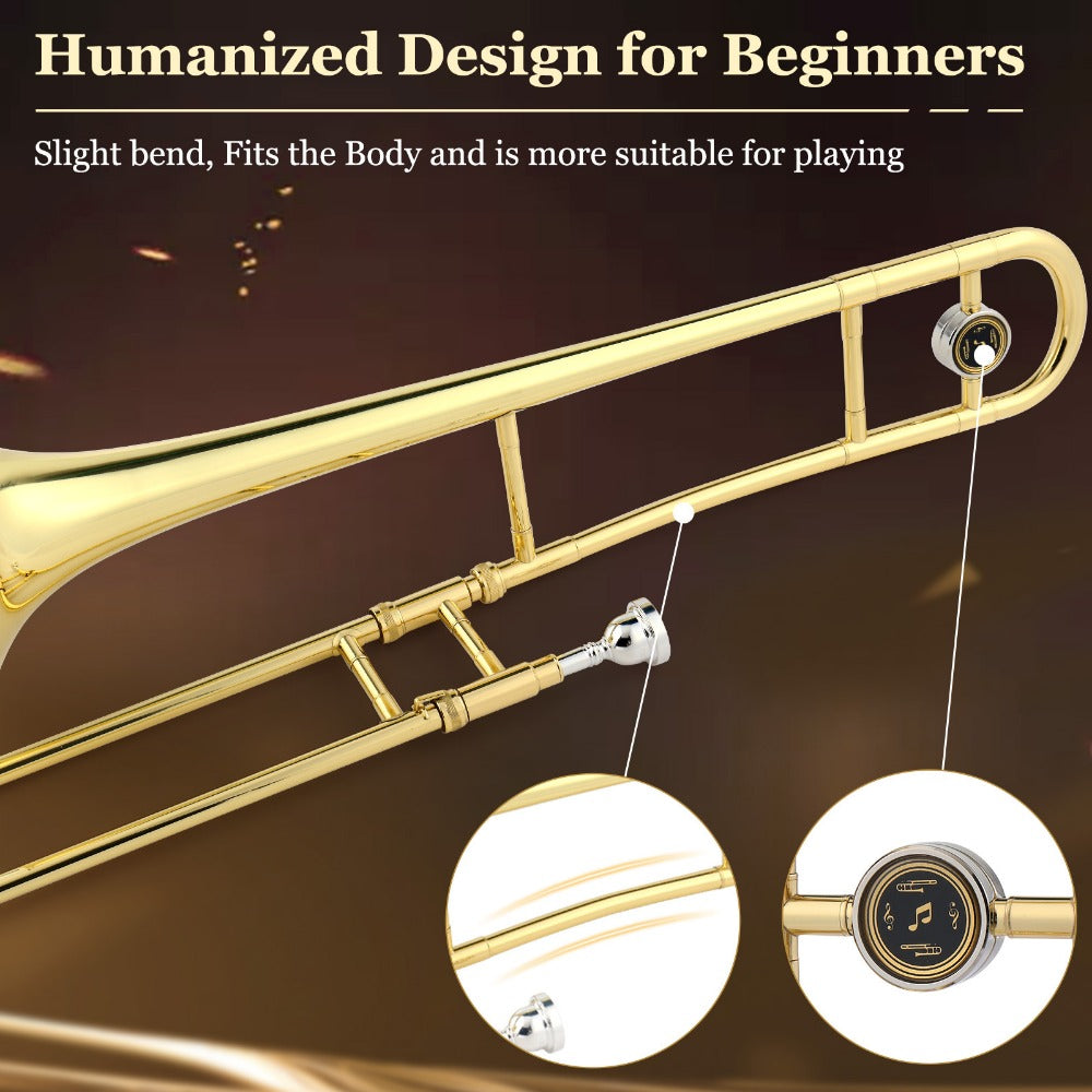 B-Flat Trombone, 7.6 inches, 19.2 cm, Professional, B-flat, Thickened for School Band detail image - detail view 7