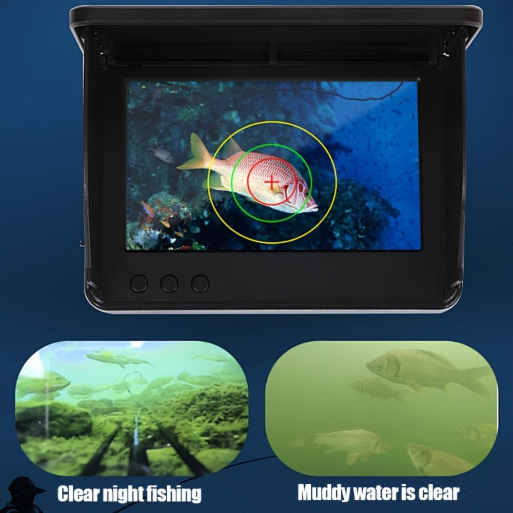 Underwater Fishing Camera 4.3-Inch HD Display with Night Vision & Triple Light Shielding, Portable Fish Finder with Bait Monitor